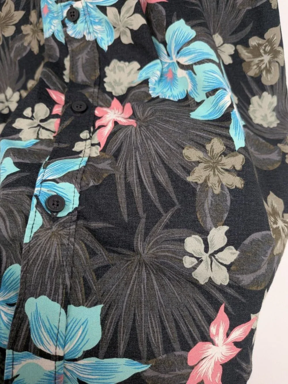 Hurley Floral Hawaiian Button Up Shirt Tropical Stretch Skater Surf Y2K‎ Large